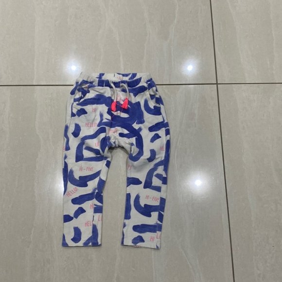 Zara Girl Toddler White with blue and pink details Joggers Size 18-24M - Picture 1 of 5